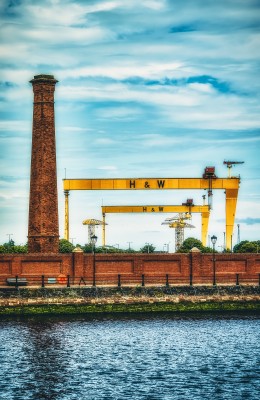 Harland and Wolff ship yard cranes